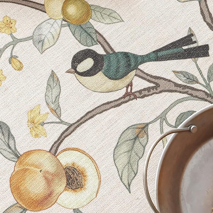 Linen Table Cloth Rectangle,Wrinkle Resistant French Pink Tablecloth Print with Froal,Decor Stitch Table Cloth for Thanksgiving,Dining Room,Home,Kitchen 55" × 87"-Dewey A