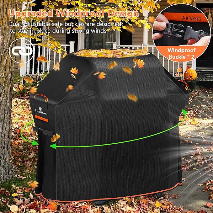 [Upgraded 1000D Heavy Duty Fabric] 55" Grill Cover for Outdoor Grill, Waterproof, Tear & Fade Resistant BBQ Cover with Buckle & Air Vent, Gas Grill Cover for 3-4 Burner Weber Nexgrill Char-Broil Grill