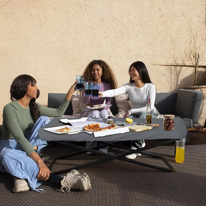 Covers & All Rectangle Table Top Cover, 12 Oz Waterproof UV & Weather Resistant Patio Table Cover, Outdoor Table Cover for Patio Furniture (80" L x 40" W x 5" H, Grey)