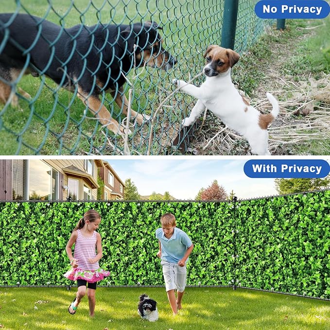 UPGRADE 4'x48'Customized PVC Privacy Fence Screen with Green Leaves Print – Outdoor Waterproof Patio Privacy Cover for Yard, Balcony, Garden Fence Decoration