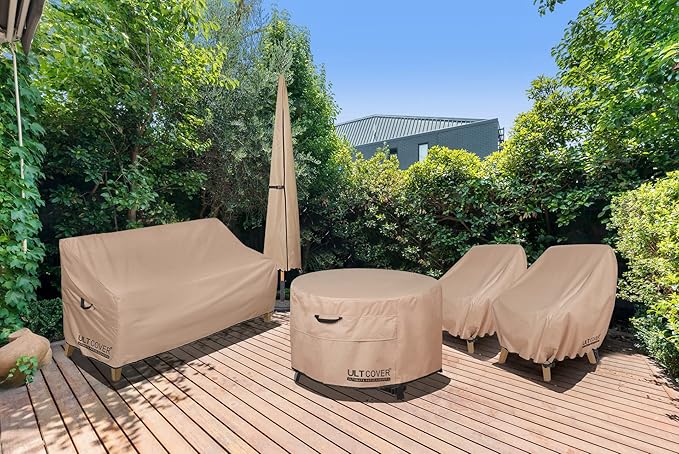 ULTCOVER Patio Fire Pit Table Cover Round 44 inch Outdoor Waterproof Fire Bowl Cover