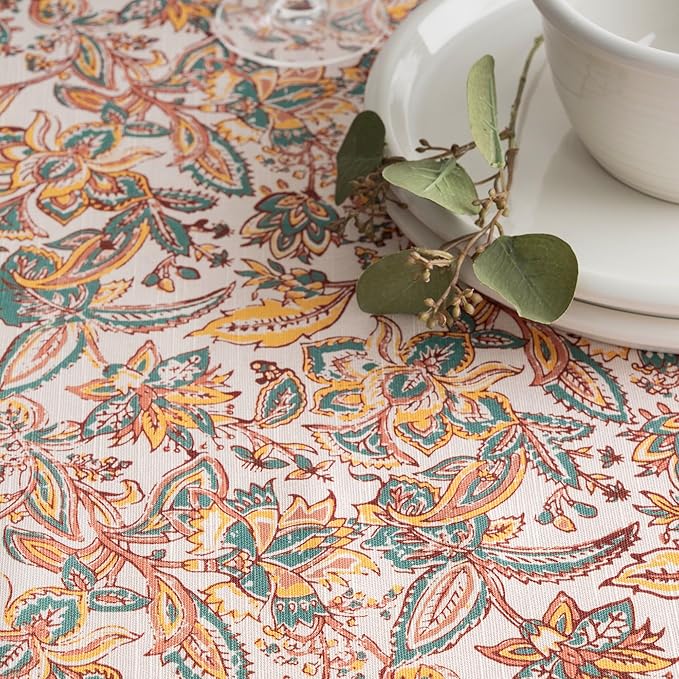Maison d' Hermine Table Cloth Rectangle Table 100% Cotton 70 x 90 Inches Fall Tablecloth Reusable Everyday Use for Thanksgiving Christmas Decorations Dining Farmhouse Party (Nila)