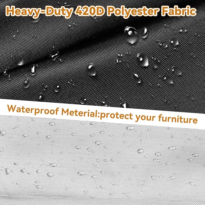 TUOKING Outdoor Furniture Covers Heavy-Duty 420D Waterproof Cover,All-Weather Patio Furniture Protector for Sofa,Chairs & Table-UV-Resistant,Anti-Tear Dustproof Covers (Black, 95"L x 64"W x 39"H)