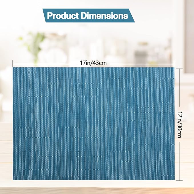 SLKQG Plastic Place mats Set of 4 - Easy Clean Placemats - Washable Heat Resistant Table Mats for Dining Table - 17x12 Inch (Sky Blue Turquoise, 4)