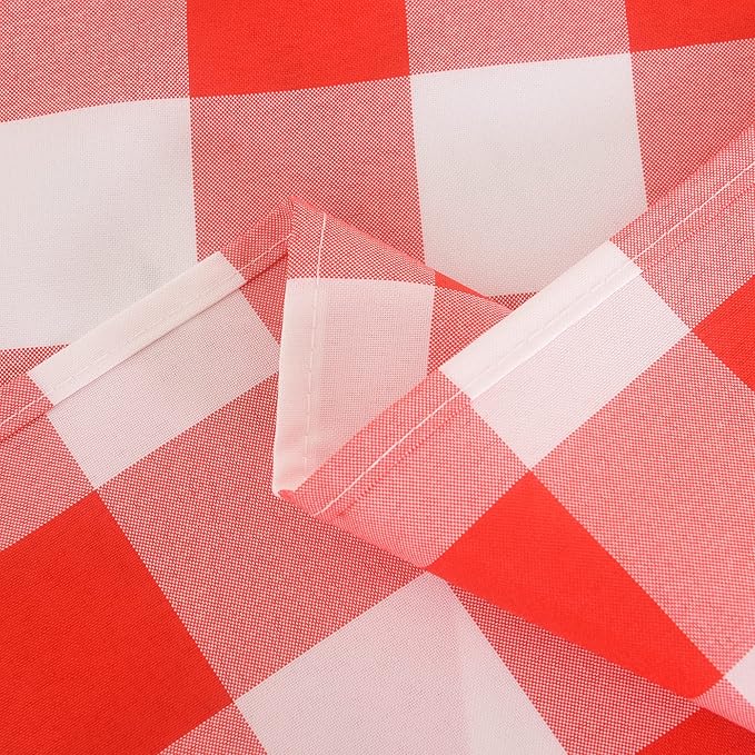 Cupuamon 2 Pack Waterproof Polyester Fabic Rectangle Checkered Tablecloth，60x120 Outdoor Table Cloth，Oil Stain Prevention Table Cloth for Pinics and Parties（Red and White）