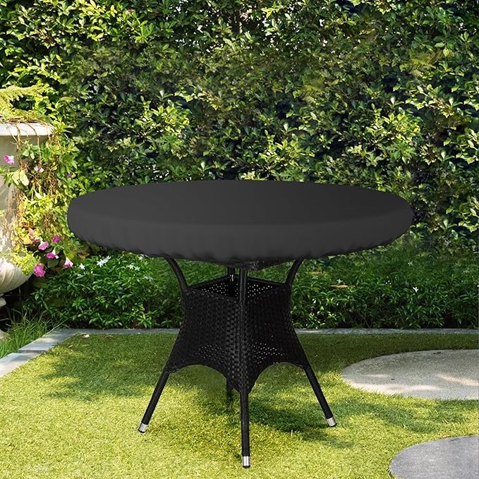 Covers & All Round Table Top Cover, 18 Oz Heavy Duty Waterproof UV & Weather Resistant Patio Table Cover, Outdoor Table Cover for Patio Outdoor Furniture & Coffee Table (30" Diameter x 4" H, Black)