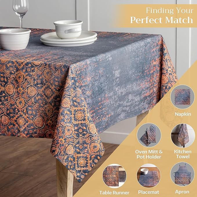 Maison d' Hermine Table Cloth Rectangle Table 100% Cotton 70 x 140 Inches Fall Tablecloth Reusable Everyday Use for Thanksgiving Christmas Decorations Dining Farmhouse Party (Imperfection)