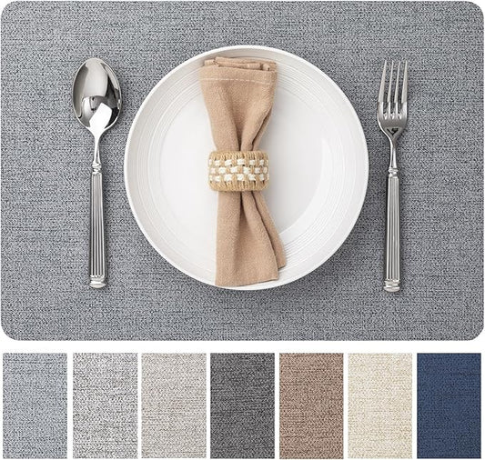 Faux Leather Placemats Set of 4 Vinyl Washable Wipeable Table Mats for Kitchen Dining Table Heat Resistant Waterproof Modern Indoor/Outdoor Placemats Non-Slip Easy Clean Place Mats (Stargaze)