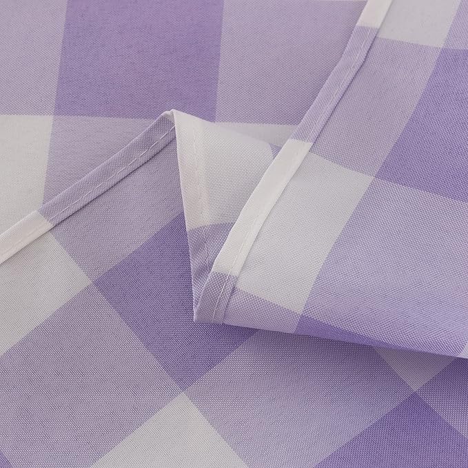 Cupuamon 2 Pack Waterproof Polyester Fabic Rectangle Checkered Tablecloth，60x102 Outdoor Table Cloth，Oil Stain Prevention Table Cloth for Pinics and Parties（Lavender and White）