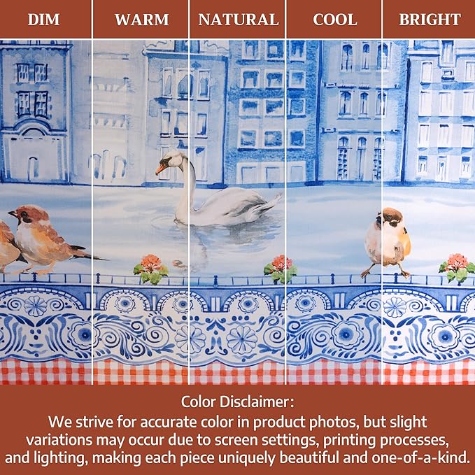 Maison d'Hermine Table Cloth Rectangle Table 100% Cotton Tablecloth for Dining Room, Farmhouse, Home, Hotel, Parties & Wedding - Ideal for Easter Decorations Spring&Summer (Amsterdam Canals,60"x120")