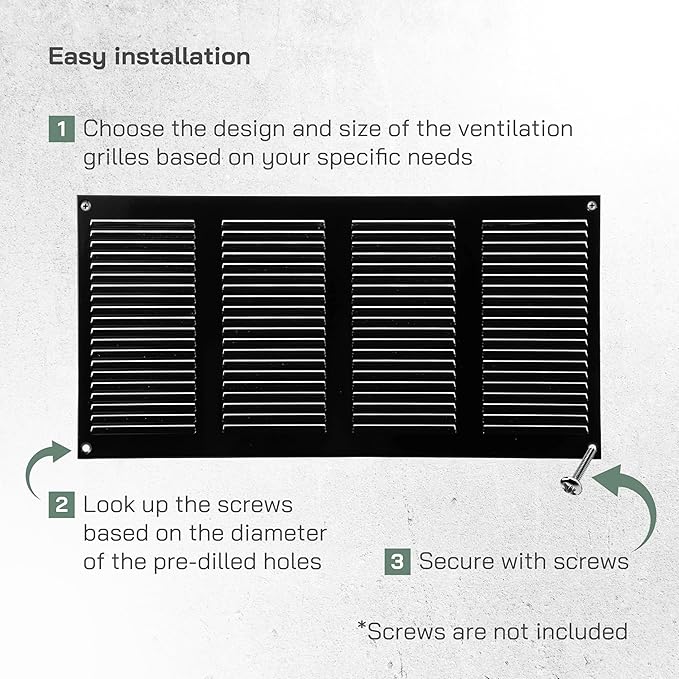 Vent Systems 16" x 8" Inch (Overall Dimensions) Pack of 10 - Black - Air Vent Cover Metal Air Return Grill - Built-in Pest Guard Screen - HVAC Vent Duct Cover for Home Improvement