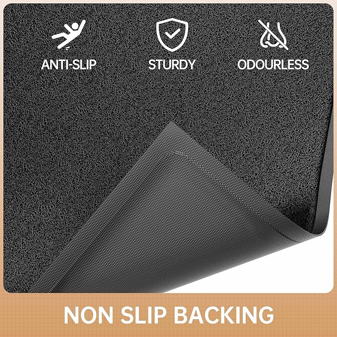 Large Front Door Mat, 48" x 72" Heavy Duty Outdoor Indoor Mats to Trap Dirt and Moisture, Non-Slip Waterproof Doormat Inside Entrance, Washable Welcome Mats for Home Entryway（Black）