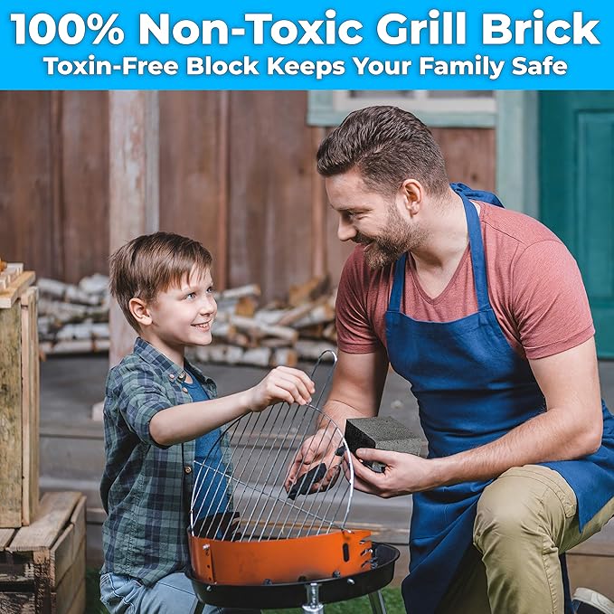 Heavy Duty, Non-Toxic Black Grill Brick Cleaner 12 Pack Reusable Chemical Free BBQ Pumice Cleaning Block for Flattops, Grills and Griddles. Non Scratch Grillstone is the Perfect Barbecue Scouring Tool