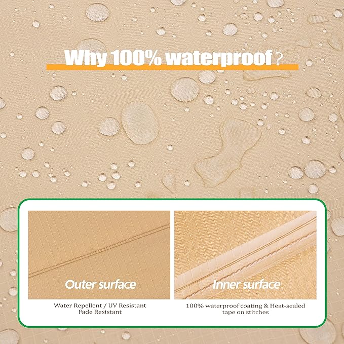 F&J Outdoors Heavy Duty Rip-stop Fabric Extra Large Anti-UV Waterproof Patio Furniture Covers, 140"x86"x30.5"
