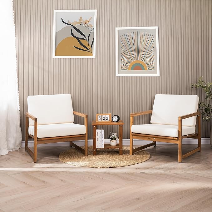 Double Adirondack Side Table, Weather-Resistant Rectangular End Table for Patio, Garden, Lawn, and Living Room. Ideal as a Stylish Indoor and Outdoor Side Table Companion, Natural