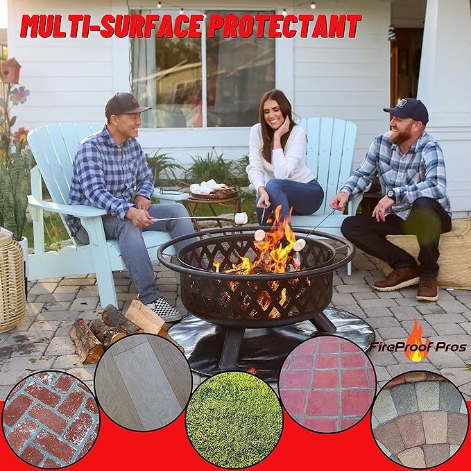 Fire Pit Mats for Under fire Pit 24" Round Non Combustable Heat Deflector Fire Resistant Fireproof Mat/Fireplace Mat. Pad Protector for firepit, Grill