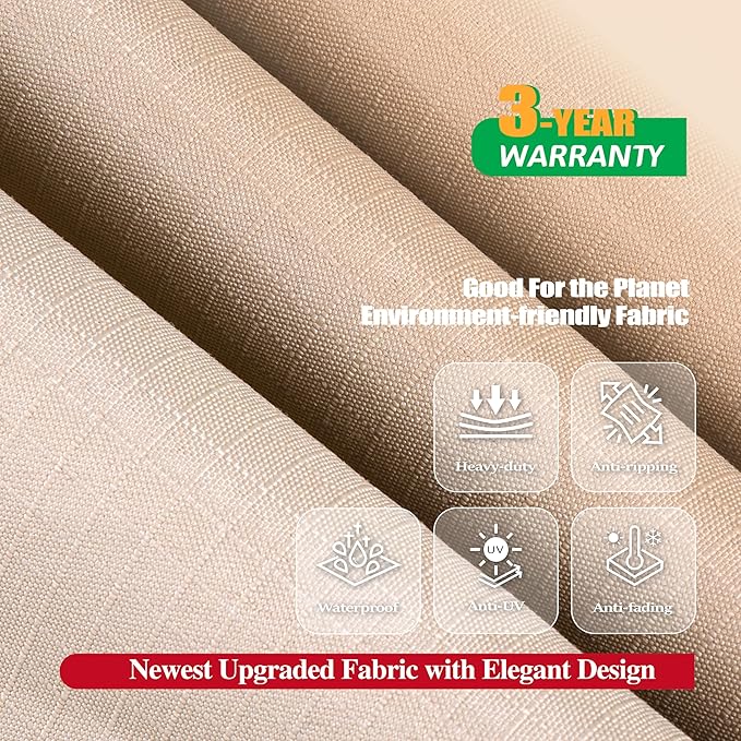F&J Outdoors Patio Furniture Covers, Waterproof Anti-UV for Table and Chairs Set, Beige, 102"x74"