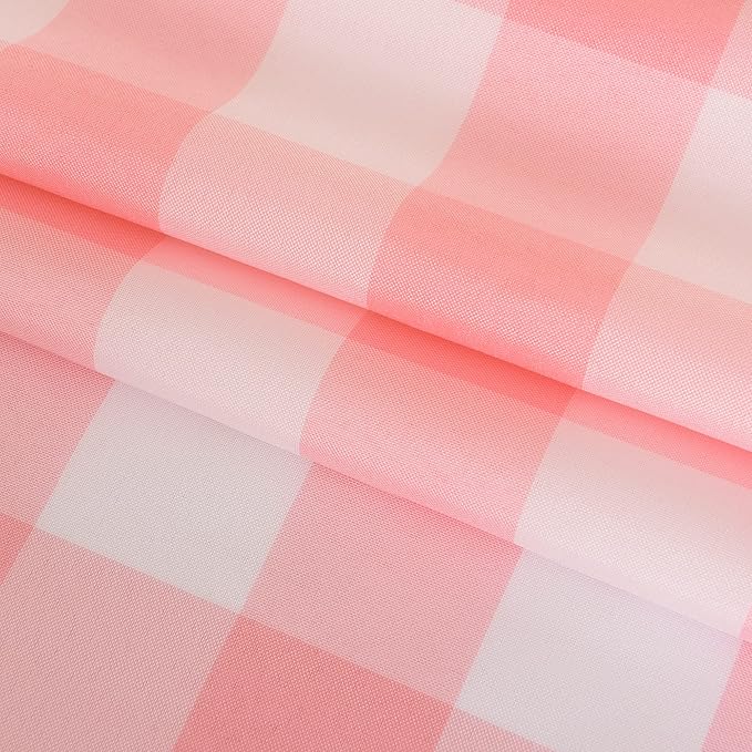 Cupuamon 2 Pack Waterproof Polyester Fabic Rectangle Checkered Tablecloth，60x84 Outdoor Table Cloth，Oil Stain Prevention Table Cloth for Pinics and Parties（Pink and White）