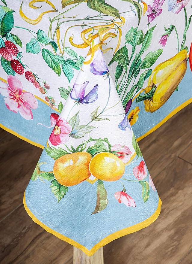 Maison d' Hermine Table Cloth Rectangle Table 100% Cotton 70 x 120 Inches Tablecloth Reusable Decorative Everyday Use for Dining Room, Farmhouse, Home, Party, Festive & Wedding Spring Summer - Giverny