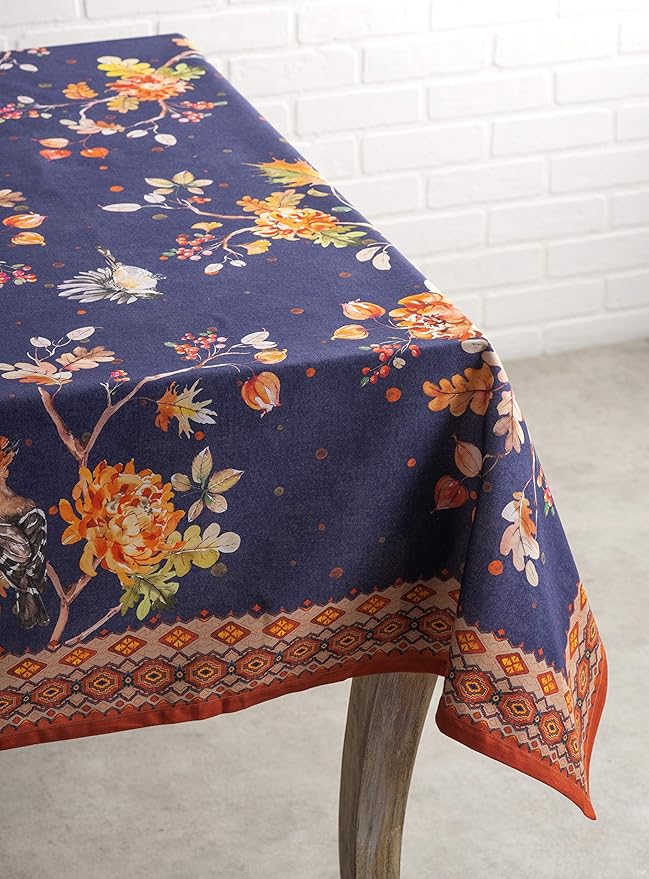 Maison d' Hermine Table Cloth Rectangle Table 100% Cotton 60 x 120 Inches Fall Tablecloth Reusable Everyday Use for Thanksgiving Christmas Decorations Dining Farmhouse Party (Kelim - Infinity)