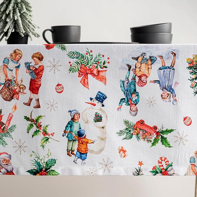 Maison d' Hermine Table Cloth Square Table 100% Cotton 60 x 60 Inches Fall Tablecloth Reusable Everyday Use for Thanksgiving Christmas Decorations Dining Farmhouse Party (Chromo)