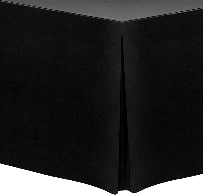 Ultimate Textile -2 Pack- 5 ft. Fitted Polyester Tablecloth - Fits 30 x 60-Inch Banquet and Folding Rectangular Tables - 42" H, Black
