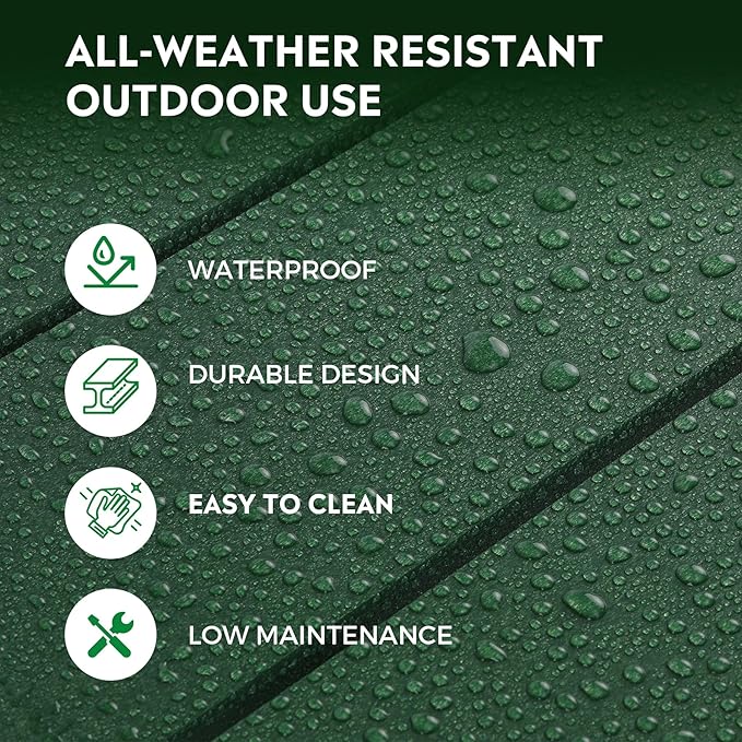 Costaelm Patio Bistro Table, 37" Counter Height Round Patio Cocktail Bar Table with Umbrella Hole, Outdoor Bistro Dining Pub Table for Front Porch Deck Backyard Garden, Dark Green