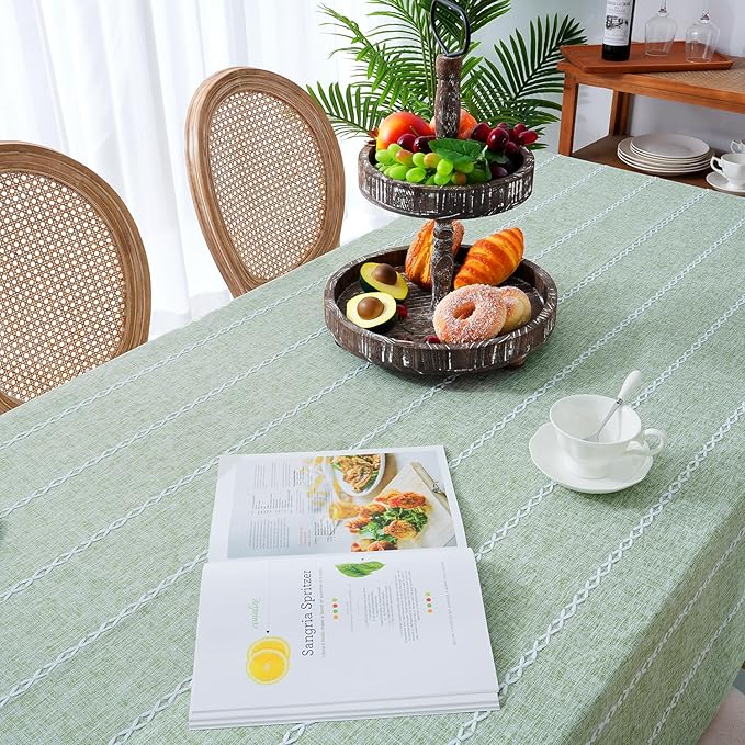 Chassic 54 x 72 inches Farmhouse Style Linen tablecloths, Wrinkle Resistant Washable Dining Room Table Cloths for Small Rectangle Tables - Sage Green
