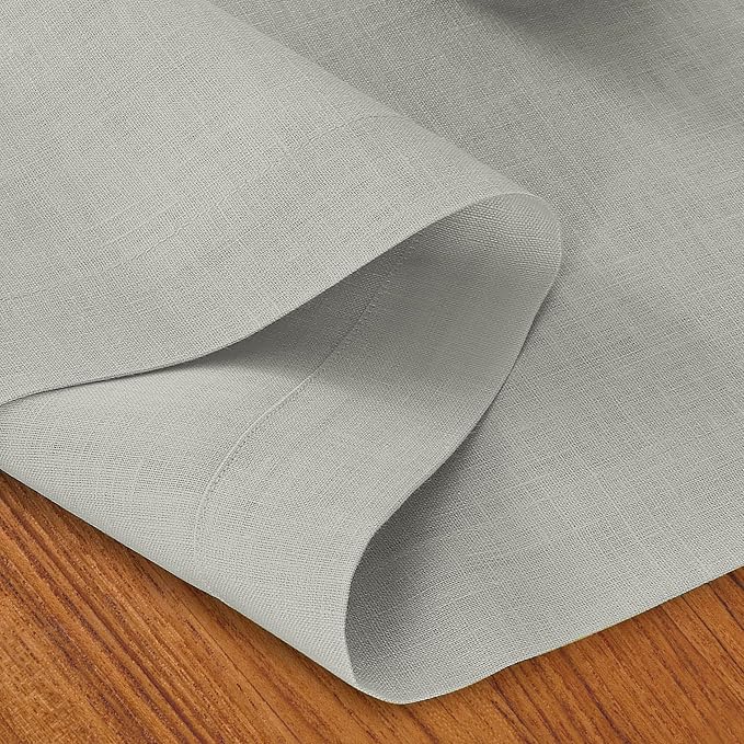 D'Moksha Homes Linen Silver Grey Table Runner 84 Inches Long - 100% Pure Linen 14 x 84 Inch Table Runner for Dining, Winter, Holiday - Machine Washable