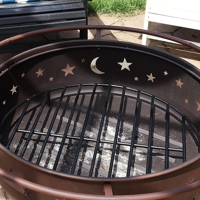Sunnydaze Round Fire Pit Grate - Elevated Wood Grate for Fire Pit - Heavy-Duty Steel Log Grate for Outside - 30-Inch