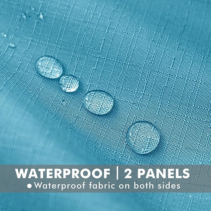 HolidayIdeas 4 Panels Linen Outdoor Curtains for Patio Waterproof-Teal Outside Curtains 54"x 84"-Indoor/Outdoor Curtains Weatherproof, Privacy for Pergola, Porch, Gazebo, Living Room, Backyard