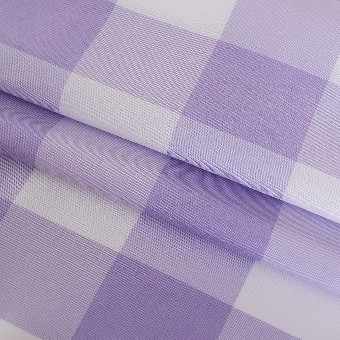 Cupuamon 2 Pack Waterproof Polyester Fabic Rectangle Checkered Tablecloth，60x102 Outdoor Table Cloth，Oil Stain Prevention Table Cloth for Pinics and Parties（Lavender and White）