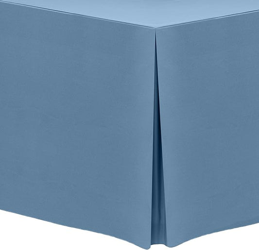 Ultimate Textile -2 Pack- 5 ft. Fitted Polyester Tablecloth - Fits 30 x 60-Inch Banquet and Folding Rectangular Tables - 42" H, Slate Blue