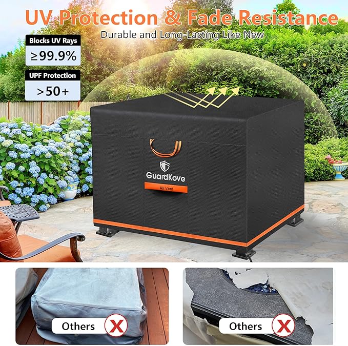 [Upgraded 1000D Heavy Duty Fabric] 36” Fire Pit Cover Square for 33”- 36” Fire Pit/Table, Waterproof Tear & Fade Resistant Firepit Cover with Buckle, Air Vents, Drawstring (36”L x 36”W x 20”H, Black)