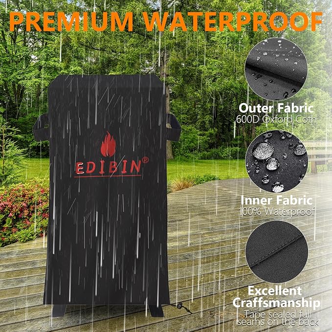 30 inch Electric Smoker Cover for Masterbuilt 30 inch Digital Electric Vertical BBQ Smoker with Leg,Heavy Duty Waterproof 30" Vertical Grill Cover for Masterbuilt MB20070421,23" W x 17" D x 39" H