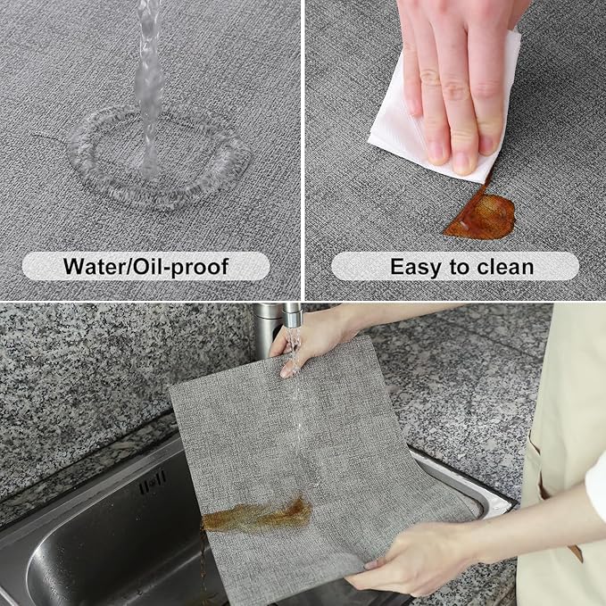 Homaxy Faux Leather Heat Resistant Placemats for Dining Table Set of 12, Waterproof Wipeable Washable PU Table Mats, Easy to Clean Anti-Slip Place Mats, 11.8" x 17", Light Grey