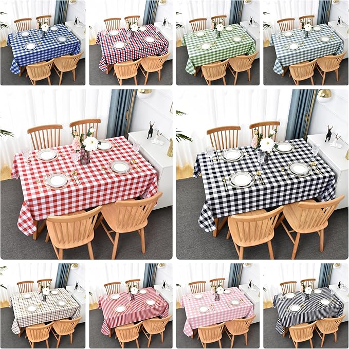 Waterproof Plaid Tablecloth Fabric - Oblong 52x70 Inch Classic Buffalo Tartan Table Cloth for Indoor/Outdoor Use - Washable Tabletop Cover for Dinner, BBQs, and Parties
