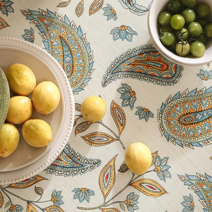 patdrea Designer Vintage Floral Tablecloth for Square Table,Linen Breathable Durable French Table Cloth,Durable Cover for Kitchen Dining,Christmas,Thanksgiving,Tea Party,67"x67"-Lysaniya