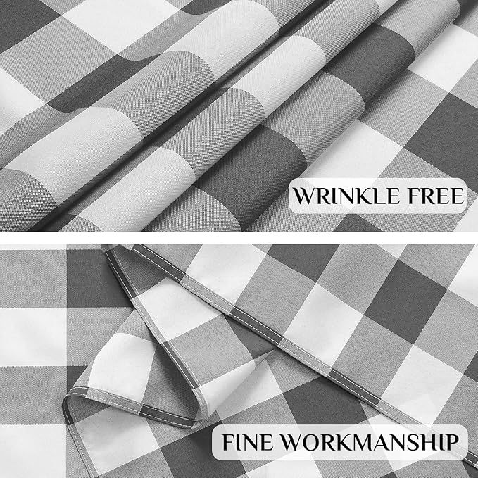 Softalker Gingham Checkered Tablecloth Rectangle - Outdoor Waterproof Buffalo Plaid Table Cloth, Stain Resistant Washable Table Cover for Picnic, Camping, Dining - Grey and White, 60 x 102 Inch