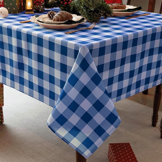 Waterproof Plaid Tablecloth Fabric - Square 58x58 Inch Classic Gingham Checker Table Cloth for Indoor/Outdoor Use - Buffalo Table Cover for Picnics, BBQs, and Parties