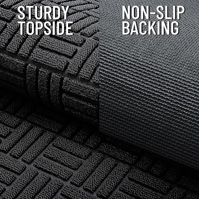 OLANLY Front Door Mat Outside Entrance 71x47, Absorbent, Heavy Duty Sturdy Natural Rubber Doormat Indoor Outdoor, Stain and Fade Resistant, Non-Slip Backing Low Profile Floor Mat for Entryway, Black