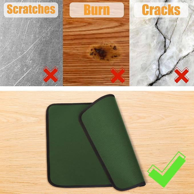 Green 25x19.5 Inchs Heat Resistant Mat for Outdoor Grill Table,Fireproof Under Blackstone Griddle BBQ Mat,Air Fryer Mat,Indoor Fireplace Mat, Protect Your Table and Grill Table（0.04in Thickness）