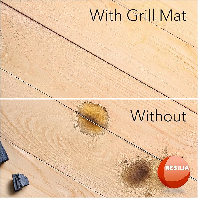 RESILIA Large Under Grill Mat – Heavy Duty, Reusable Outdoor Floor Protector Mats for Deck, Patio, & Garage – 72 Inch x 48 Inch with 12 Inch Splatter Protection Lip, Black Orange Peel, Made in the USA