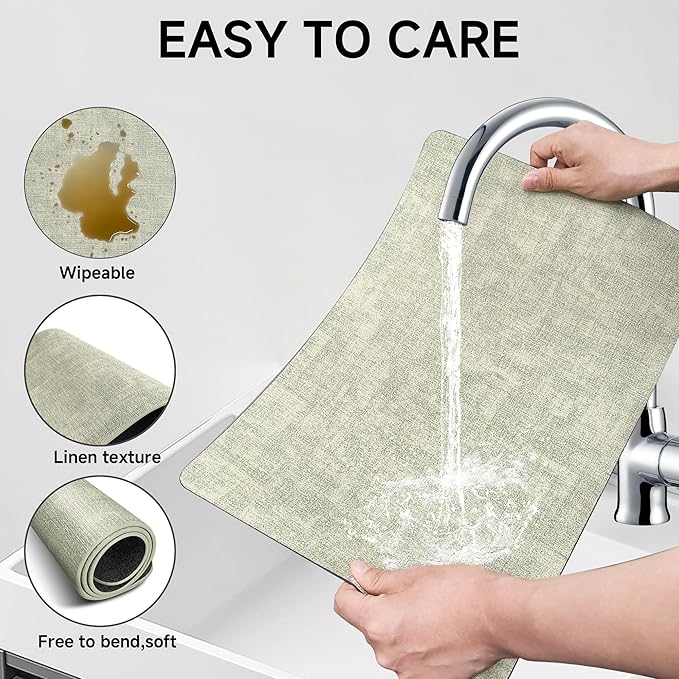 Faux Leather Vinyl Placemats Set of 4 Wipeable Heat Resistant Place Mats 100% Washable - Waterproof - Anti Slip Reversible Table Mats for Kitchen/Dining/Party, 12" x 16.5", Grass Green & Black