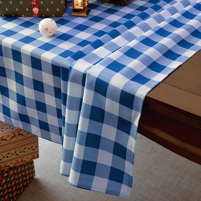 Waterproof Plaid Tablecloth Fabric - Square 58x58 Inch Classic Gingham Checker Table Cloth for Indoor/Outdoor Use - Buffalo Table Cover for Picnics, BBQs, and Parties