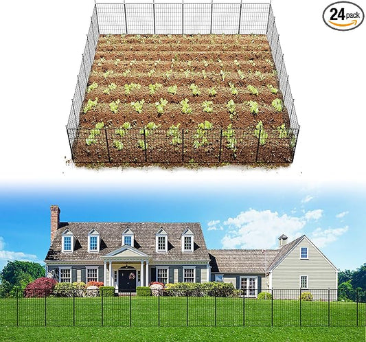 FXW Decorative Garden Fence for Yard - 32in(H) x 47.1ft(L) 24 Panels - Metal Fencing Panels - Animal Barrier Border for Dogs & Rabbits, Flower & Plant Edging
