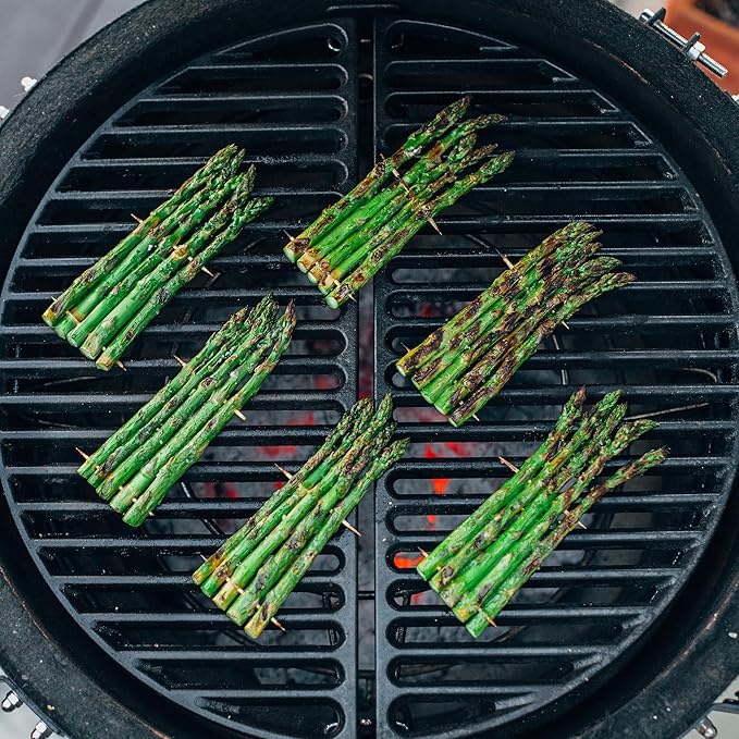 Kamado Joe Durable Half-Moon Cast Iron Cooking Grate with Grill Grate Lifter for Classic Joe 18-inch Charcoal Grill and Smokers in Black, Model KJ-HCICG