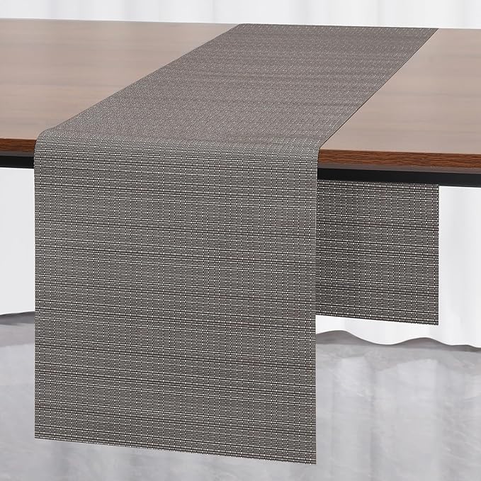 Myir JUN Table Runner, Vinyl Table Runner Indoor 72 Inch Long Arbitrarily Cropped Runner for Table Heatproof for Home Party (Dark Gray, 15 x 72 inch)