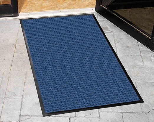 Guardian WaterGuard Indoor/Outdoor Wiper Scraper Floor Mat, Rubber/Nylon, 3'x16', Blue