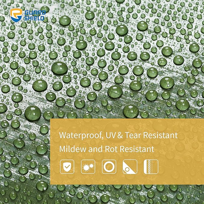 GUARD SHIELD Green Tarp Waterproof 12x12 Feet Medium Duty All Purpose Poly Tarps Cover 7mil